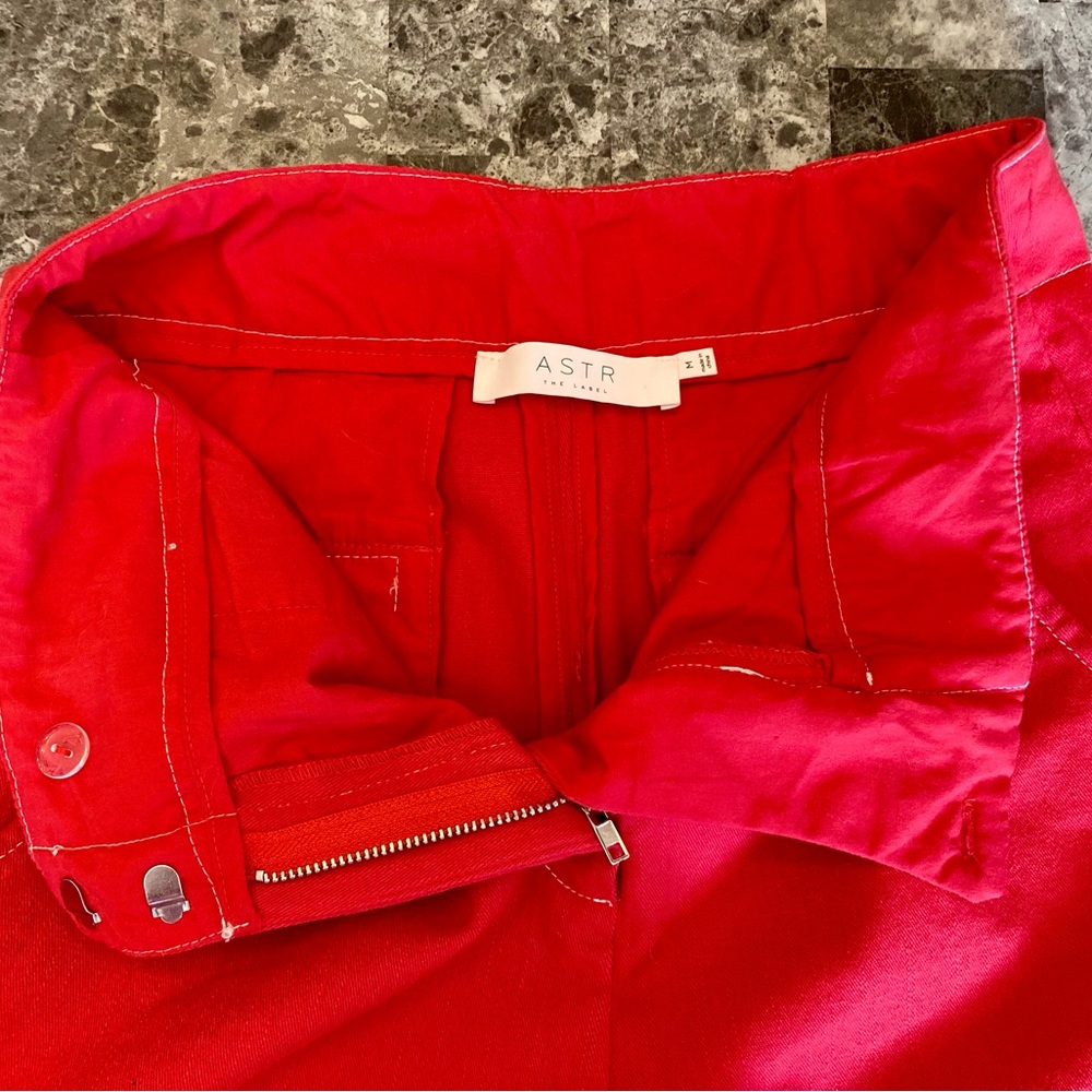 Apple Red ASTR Wide Leg Casual Cropped Pant Stretch Denim Preppy Travel Size MED - Picture 13 of 15